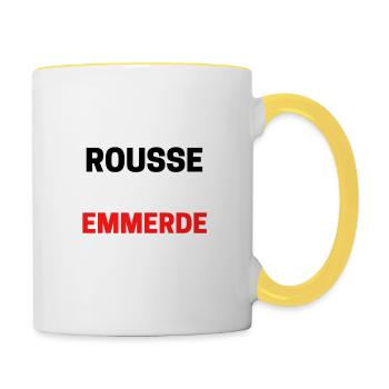 Je suis une rousse et je vous emmerde BISOU - Mug contrasté - blanc/jaune - Droite
