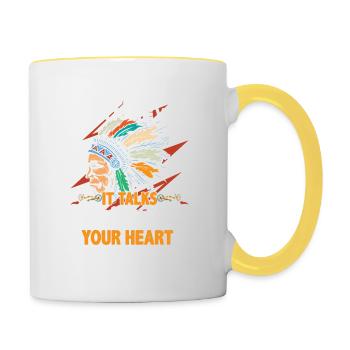 Native American Quote Listen To The Wind - Contrasting Mug - white/yellow - Right