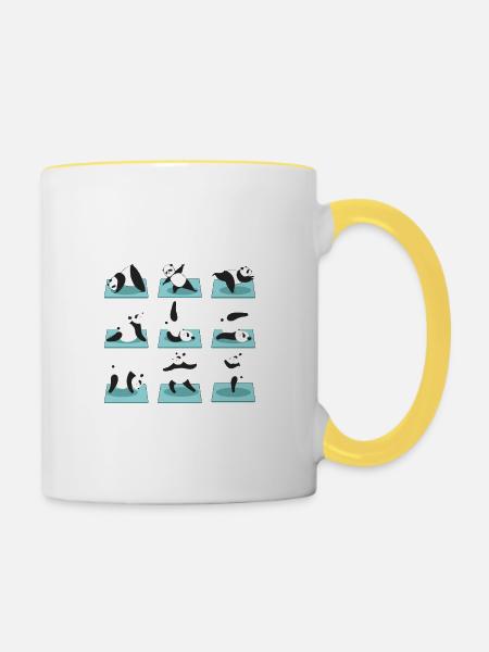 Citation De Yoga Panda Yoga - Mug contrasté - blanc/jaune