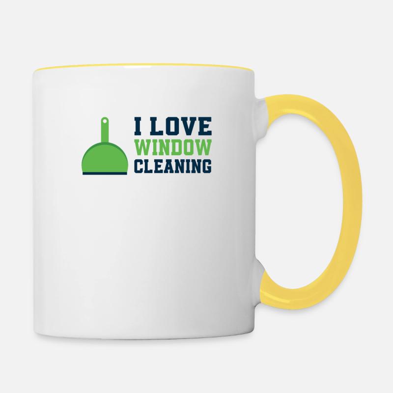 I love window cleaning - Contrasting Mug - white/yellow
