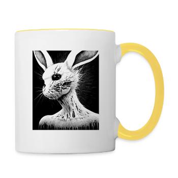 Death Metal Horror Fan Artwork Skulls Skull Art G - Contrasting Mug - white/yellow - Right