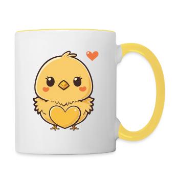 Süßes Osterkücken - Tasse zweifarbig - Weiß/Gelb - Rechts