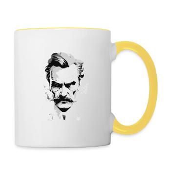 Nietzsche im Rorschach-Stil - Tasse zweifarbig - Weiß/Gelb - Rechts