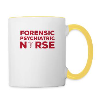 Infirmière praticienne en psychiatrie légale - Mug contrasté - blanc/jaune - Droite