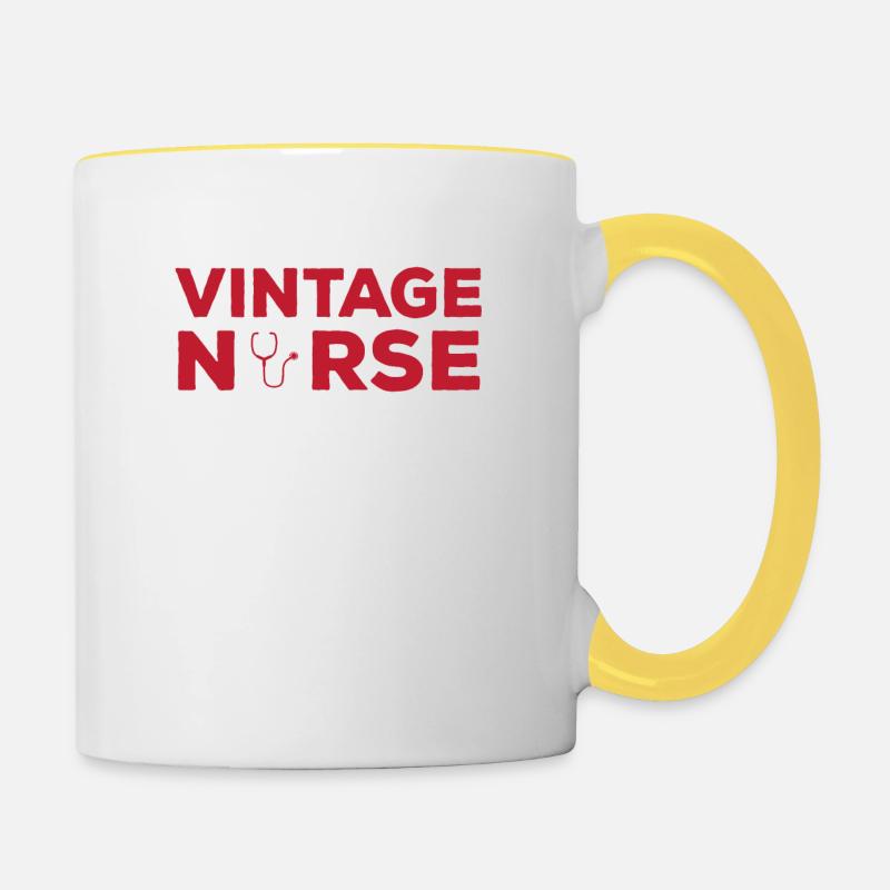 Infirmière vintage - Mug contrasté - blanc/jaune