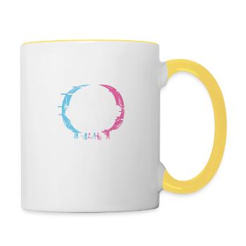 Schädel Gothic Styl - Tasse zweifarbig - Weiß/Gelb - Rechts