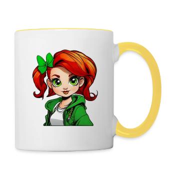 Cute Irish redhead girl - Contrasting Mug - white/yellow - Right