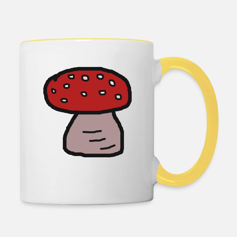 champignon champignons automne r poison porte-bonheur - Mug contrasté - blanc/jaune