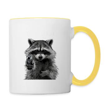 Mème raton laveur - Mug contrasté - blanc/jaune - Droite