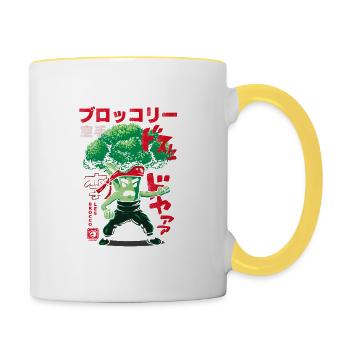Japon Broco lee funny - Mug contrasté - blanc/jaune - Droite
