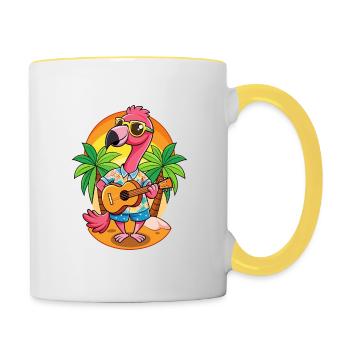 Funny Flamingo Cartoon Summer Beach Sunglasses - Contrasting Mug - white/yellow - Right