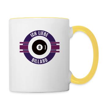Ich Liebe Billard Billarderspieler Snooker Spiel - Tasse zweifarbig - Weiß/Gelb - Rechts