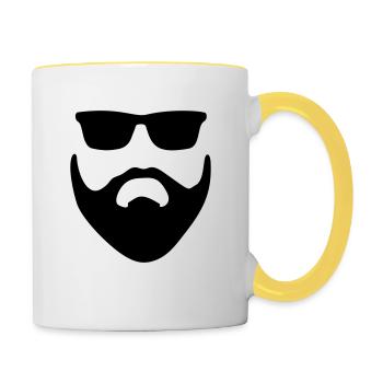 MÄNNER - MAN - MACHO - TESTOSTERON T-SHIRT - Tasse zweifarbig - Weiß/Gelb - Rechts