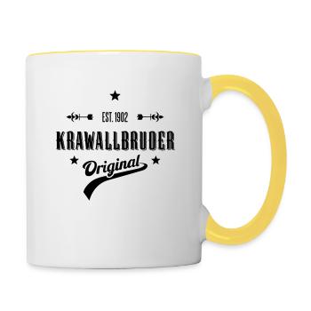 Krawallbruder - Tasse zweifarbig - Weiß/Gelb - Rechts
