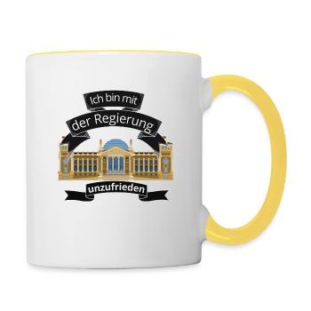 Ich bin mit aktuellen Bundesregierung unzufrieden - Tasse zweifarbig - Weiß/Gelb - Rechts
