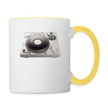 Turntable DJ Vinyl Music - Tasse zweifarbig - Weiß/Gelb - Rechts