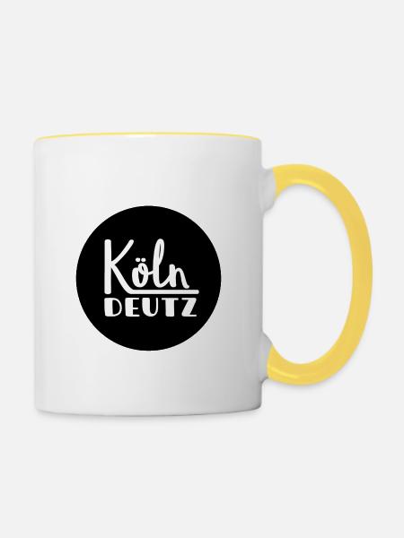 Köln Deutz rocks - Tasse zweifarbig - Weiß/Gelb