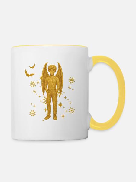 Vampir-Dämon Edition Winter - Tasse zweifarbig - Weiß/Gelb