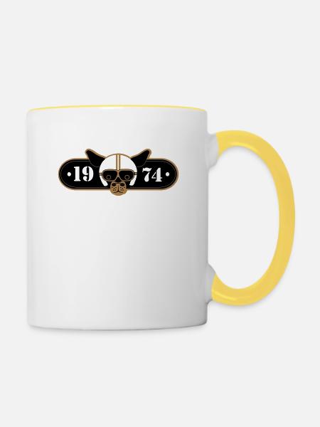 BDMCC 1974 Langer Hund - Tasse zweifarbig - Weiß/Gelb