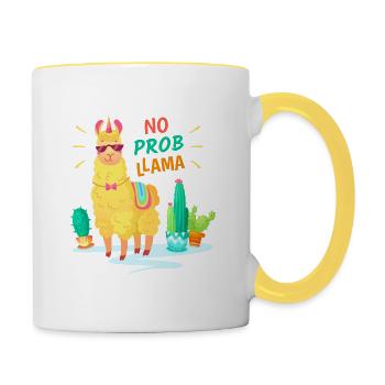 No Problama, funny animal - Tasse zweifarbig - Weiß/Gelb - Rechts