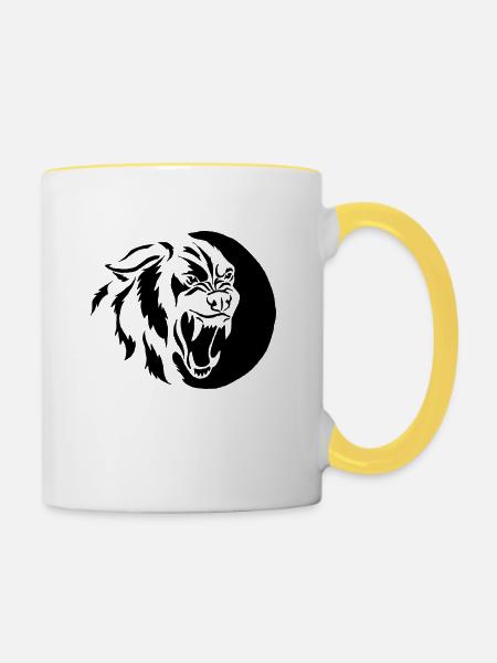 Fenrir Wolf - Tasse zweifarbig - Weiß/Gelb