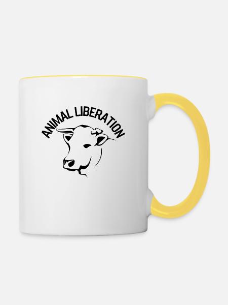Animal Liberation Kuh - Tasse zweifarbig - Weiß/Gelb