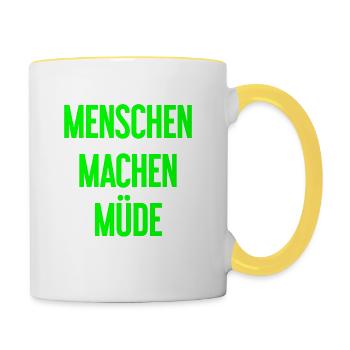 People make you tired - Funny saying - Contrasting Mug - white/yellow - Right