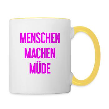 Les gens vous fatiguent - Drôle de dicton - Mug contrasté - blanc/jaune - Droite