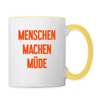 People make you tired - Funny saying - Contrasting Mug - white/yellow - Right