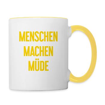 Les gens vous fatiguent - Drôle de dicton - Mug contrasté - blanc/jaune - Droite