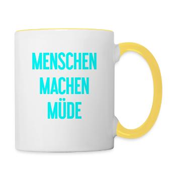 People make you tired - Funny saying - Contrasting Mug - white/yellow - Right