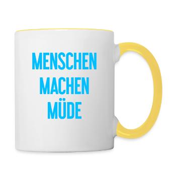 Les gens vous fatiguent - Drôle de dicton - Mug contrasté - blanc/jaune - Droite