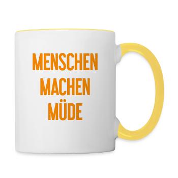 Les gens vous fatiguent - Drôle de dicton - Mug contrasté - blanc/jaune - Droite