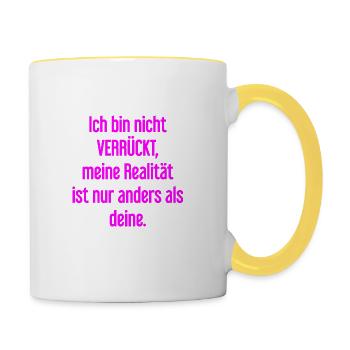Je ne suis pas folle, ma réalité est différente - Mug contrasté - blanc/jaune - Droite