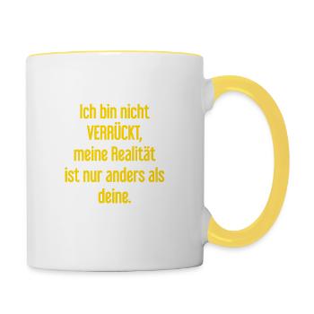 Je ne suis pas folle, ma réalité est différente - Mug contrasté - blanc/jaune - Droite