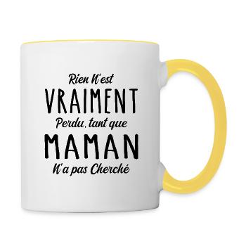 Maman n'a pas cherché Cadeau Humour - Mug contrasté - blanc/jaune - Droite