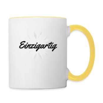 Einzigartig - Tasse zweifarbig - Weiß/Gelb - Rechts