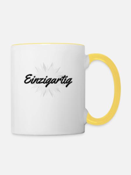 Einzigartig - Tasse zweifarbig - Weiß/Gelb