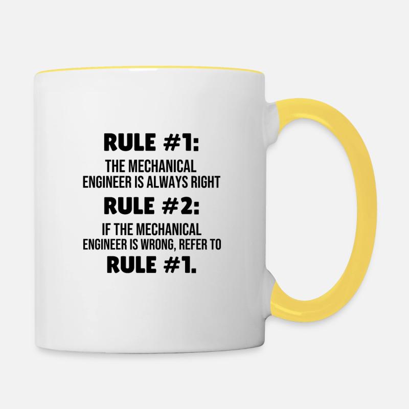 Ingénieur en mécanique - Mug contrasté - blanc/jaune