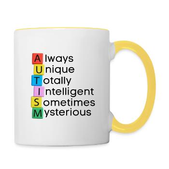 Proud of Autism - Contrasting Mug - white/yellow - Right