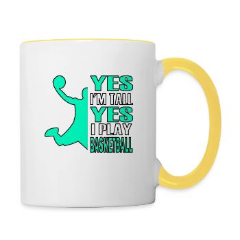 Großer Basketballspieler - Tasse zweifarbig - Weiß/Gelb - Rechts