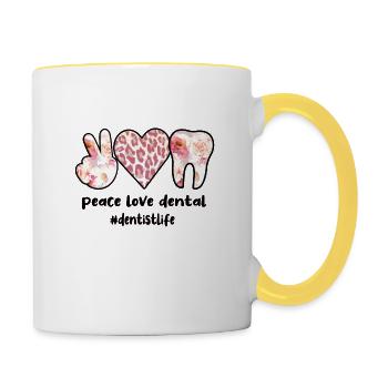 Zahnarzt Geschenkidee Zahnärztin Zahnmediziner - Tasse zweifarbig - Weiß/Gelb - Rechts
