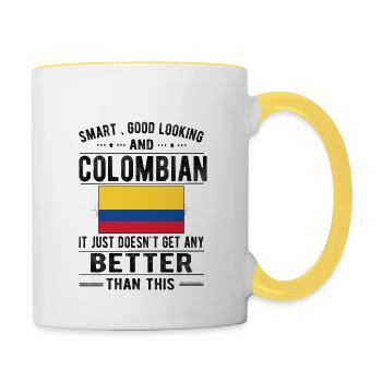 Kolumbianer Kolumbien Kolumbianische Herkunft - Tasse zweifarbig - Weiß/Gelb - Rechts