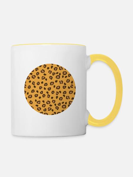 Kreis Leopard Muster - Tasse zweifarbig - Weiß/Gelb