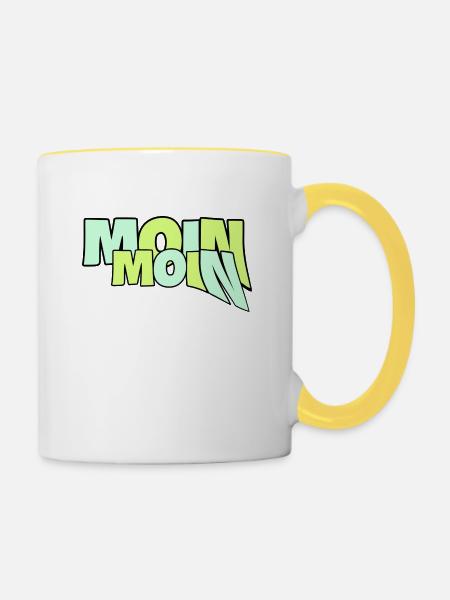 Moin Moin 19 - Tasse zweifarbig - Weiß/Gelb