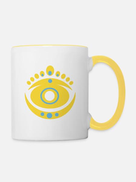 Muster N°9 - Tasse zweifarbig - Weiß/Gelb