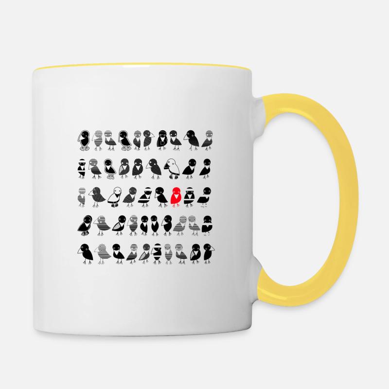 Birds Ravens - Contrasting Mug - white/yellow