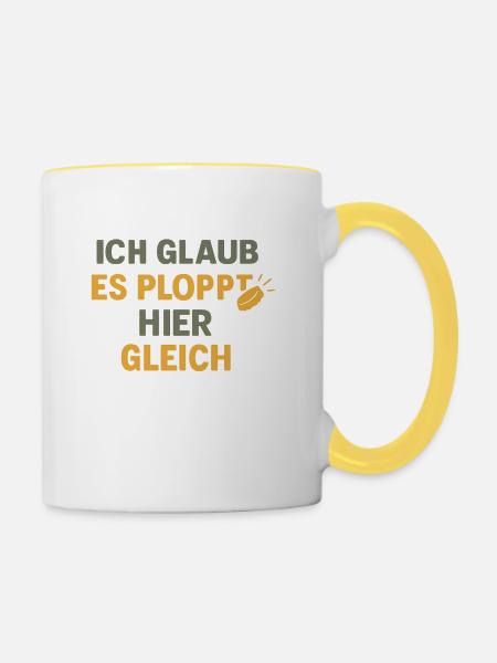 Ploppt gleich - Tasse zweifarbig - Weiß/Gelb