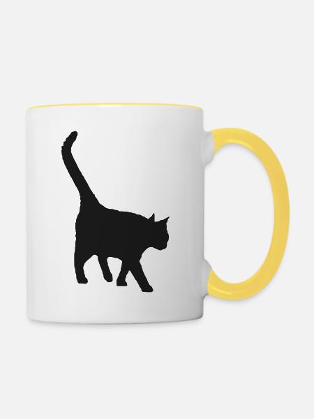 black cat - Tasse zweifarbig - Weiß/Gelb