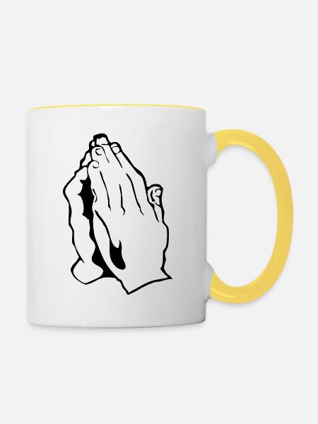 Beten - Tasse zweifarbig - Weiß/Gelb
